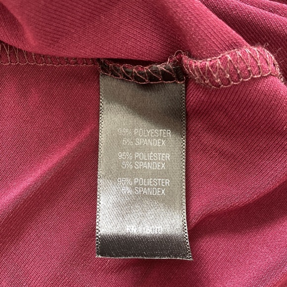 Nina Leonard Burgundy High-Low 3/4 Sleeve Dress w/ Pockets - Picture 7 of 8